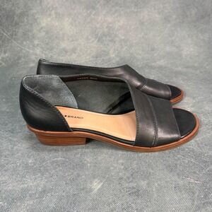 Lucky Brand Women's Black Leather Open Toe Heeled Sandals Size 9M / 40